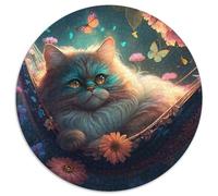 Bellissimo puzzle a forma di gatto persiano per adulti, 1000 pezzi, puzzle rotondo, attività per famiglie, rompicapo, decorazione per la casa, regalo di Natale (67,5x67,5cm)