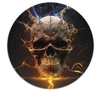 Bellissimo puzzle a forma di teschio per adulti, puzzle rotondi da 1000 pezzi per principianti, ideale come regalo di compleanno e per le feste, 67,5x67,5 cm.