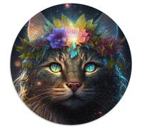 Bellissimo puzzle con fiori e gatti, 1000 pezzi, puzzle rotondo da 1000 pezzi, gioco interattivo per famiglie, ideale per adolescenti, regalo rompicapo, 67,5x67,5 cm.