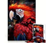 Bellissimo puzzle con l'immagine di un'ara rossa, 1000 pezzi, ideale per ragazzi Gioco rilassante e divertente, taglio uniforme, regalo di Natale unico (38x26cm)