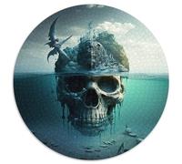 Bellissimo puzzle da 1000 pezzi a forma di teschio per adulti, rotondo, livello di difficoltà: principiante, ideale come regalo di compleanno e per le feste, 67,5x67,5 cm.