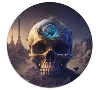 Bellissimo puzzle da 1000 pezzi a forma di teschio per adulti, rotondo, livello di difficoltà: principiante, ideale come regalo di compleanno e per le feste, 67,5x67,5 cm.