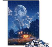 Bellissimo puzzle da 1000 pezzi "Casa sotto stelle colorate" per adolescenti, regalo per 14+ anni, allena il tuo cervello e le tue mani, gioco di Natale (26x38cm)