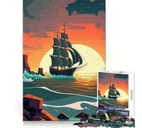 Bellissimo puzzle da 1000 pezzi con nave a vela per ragazzi, ideale per ricordare con precisione i dettagli, per una fuga serena e uniforme, perfetto per Natale (38x52cm)
