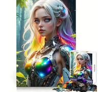 Bellissimo puzzle da 1000 pezzi con ragazza cyborg nella foresta, ideale per adulti, stimola la mente, crea un'atmosfera rilassante e crea un solido gioco a incastro Il regalo perfetto (38x26cm)