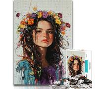 Bellissimo puzzle da 1000 pezzi con ragazza e fiori per adolescenti, giochi divertenti: ogni pezzo è unico, un gioco stimolante e divertente per tutta la famiglia (38x26cm)
