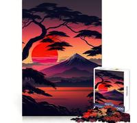 Bellissimo puzzle da 1000 pezzi con tramonto giapponese per adulti, ideale per la pratica della logica e il relax, con bordi netti e un regalo significativo (38x26cm)