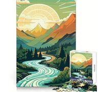Bellissimo puzzle da 1000 pezzi con valle e montagna per adolescenti, con dettagli nitidi, fuga serena, taglio uniforme, perfetto per Natale (38x26cm)