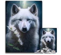 Bellissimo puzzle da 1000 pezzi del lupo bianco per adulti. Puzzle impossibili per adulti. Ideale per gli innamorati, perfetto regalo di Natale, Capodanno, San Valentino. 50x75CM/19,68x29,52 pollici.