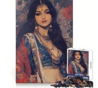 Bellissimo puzzle da 1000 pezzi per adulti con ragazza indiana, ideale per esercitarsi nella logica, per un divertimento senza pensieri, con bordi netti, perfetto per Natale (50x75cm)