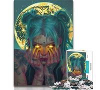Bellissimo puzzle da 1000 pezzi per adulti raffigurante una ragazza anime con la luna, gioco stimolante e gioco per famiglie, ideale come regalo per tutta la famiglia, 38x26cm