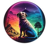 Bellissimo puzzle da 1000 pezzi raffigurante un carlino, per adulti, rotondo, da 1000 pezzi, per attività in famiglia, decorazione fai da te per la casa, regalo di Natale (67,5x67,5cm)