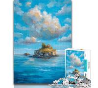Bellissimo puzzle da 1000 pezzi raffigurante un cielo rosa dipinto a olio, per adulti e ragazzi, antistress, per ammazzare il tempo in vacanza, con poster abbinato e foglio di quiz, 50x75cm