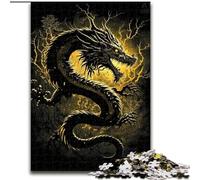 Bellissimo puzzle da 1000 pezzi raffigurante un drago dorato per adulti, antistress, per ammazzare il tempo durante le vacanze e per migliorare l'amore tra coppie (26x38cm)