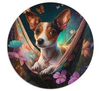 Bellissimo puzzle da 1000 pezzi raffigurante un Rat Terrier Puzzle rotondo da 1000 pezzi per adulti Perfetto per decorazioni per la casa, compleanni, feste e regali (67,5x67,5cm)