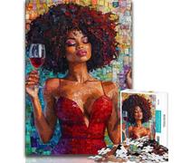 Bellissimo puzzle da 1000 pezzi raffigurante una donna nera, per adolescenti, antistress, sfida difficile, ideale come regalo per tutta la famiglia (38x26cm)