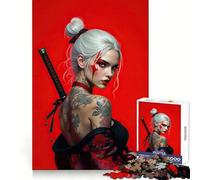 Bellissimo puzzle da 1000 pezzi raffigurante una donna samurai con spada,ideale per adulti Ideale per migliorare la concentrazione,alleviare lo stress,divertirsi e trovare la forma perfetta