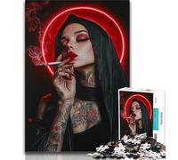 Bellissimo puzzle da 1000 pezzi raffigurante una suora tatuata, per adulti, difficile da completare ma divertente e umoristico, regalo di compleanno, regalo, decorazione da parete 38x26cm