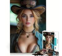 Bellissimo puzzle da collezione per adulti con donna steampunk, 1000 pezzi, gioco intelligente per rafforzare i legami familiari, taglio preciso, regalo stagionale 38x52cm