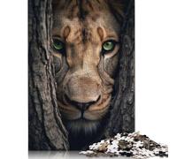 Bellissimo puzzle di cartone di alta qualità con leonessa che si nasconde, divertente, per adulti e adolescenti, regalo di Natale, 1000 pezzi (26x38 cm)