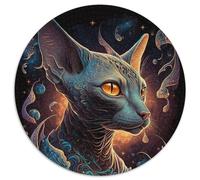 Bellissimo puzzle di gatto della giungla per adulti, 1000 pezzi, puzzle rotondo da 1000 pezzi, attività per famiglie, decorazione fai da te per la casa, regalo di Natale, 67,5x67,5 cm.