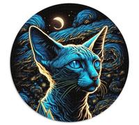 Bellissimo puzzle di gatto della giungla per adulti, 1000 pezzi, puzzle rotondo da 1000 pezzi, attività per famiglie, decorazione fai da te per la casa, regalo di Natale, 67,5x67,5 cm.