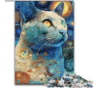 Bellissimo puzzle per adulti a forma di gatto, 1000 pezzi, per età 14+, decorazioni per la casa, giochi per famiglie, regali di compleanno di Natale (26x38cm)