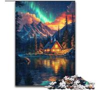 Bellissimo puzzle per adulti "Baita" da 1000 pezzi, giocattoli educativi per l'apprendimento, giochi per famiglie con poster abbinato e foglio di quiz (26x38cm)