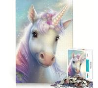 Bellissimo puzzle per adulti con unicorno,1000 pezzi,gioco di divertimento mentale con tecnologia di taglio laser avanzata,sfida divertente per il tempo di attesa (50x75cm)