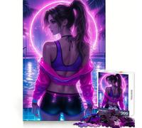 Bellissimo puzzle "Ragazza al neon" da 1000 pezzi per adolescenti Pensa che il tempo dedicato all'allenamento sia ben speso Bordi definiti Regalo festivo (50x75cm)