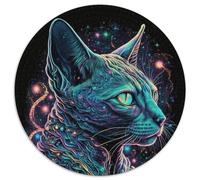 Bellissimo puzzle rotondo da 1000 pezzi raffigurante un gatto della giungla, per adulti, fai da te, decorazione artistica, regalo di compleanno perfetto, 67,5x67,5 cm.