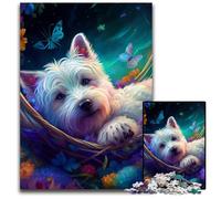 Bellissimo puzzle West Highland Terrier per adulti, 1000 pezzi, puzzle in cartone per adulti, gioco interattivo per famiglie, 26X38CM/10,23x14,96 pollici