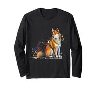 Bellissimo Ritratto ad Acquerello Shiba Inu Maglia a Manica