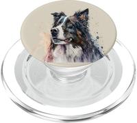 Bellissimo ritratto di Border Collie ad acquerello PopSockets PopGrip per MagSafe