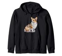 Bellissimo Ritratto di Corgi ad Acquerello Felpa con Cappuccio