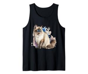 Bellissimo Ritratto di Gatto Ragdoll Acquerello Canotta