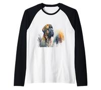 Bellissimo Ritratto di Mastino ad Acquerello Maglia con Maniche Raglan