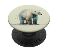 Bellissimo ritratto di orso polare ad acquerello PopSockets PopGrip Adesivo