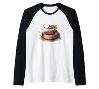 Bellissimo Ritratto di Serpente ad Acquerello Maglia con Maniche Raglan