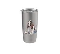 Bellissimo ritratto di Springer Spaniel inglese ad acquerello Bicchiere termico in acciaio inox doppia parete