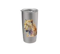 Bellissimo ritratto leopardo acquerello Bicchiere termico in acciaio inox doppia parete