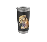 Bellissimo ritratto leopardo acquerello Bicchiere termico in acciaio inox doppia parete
