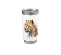 Bellissimo ritratto leopardo acquerello Bicchiere termico in acciaio inox doppia parete