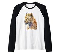 Bellissimo Ritratto Leopardo Acquerello Maglia con Maniche Raglan