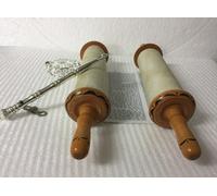 Bellissimo rotolo Sefer Torah ebraico sacra Bibbia ebraica 32 cm + puntatore ...