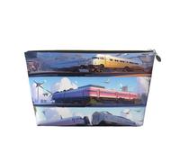 Bellissimo scenario lungo il percorso del treno Borsa per il trucco da donna Stampa Borsa per il trucco da viaggio di grande capacità, Borsa per la rasatura impermeabile in pelle Borsa per articoli da
