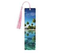 Bellissimo segnalibro in legno con isola nel mare, per uomini e donne, segnalibro in legno unico fatto a mano con nappa, segnalibro artigianale per amanti dei libri, regalo di compleanno per