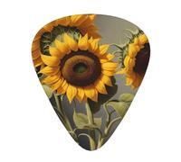 Bellissimo set di plettri stampati con girasoli - 12 pezzi, sottili, medi e spessi, adatti per chitarra, basso, chitarra elettrica e ukulele