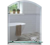 Bellissimo specchio da bagno ad arco con mensola, moderno ed elegante, doppio vetro, angoli smussati, da parete 50cm x 40cm