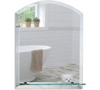Bellissimo specchio da bagno ad arco con mensola, moderno ed elegante, doppio vetro, angoli smussati, da parete 60cm x 45cm